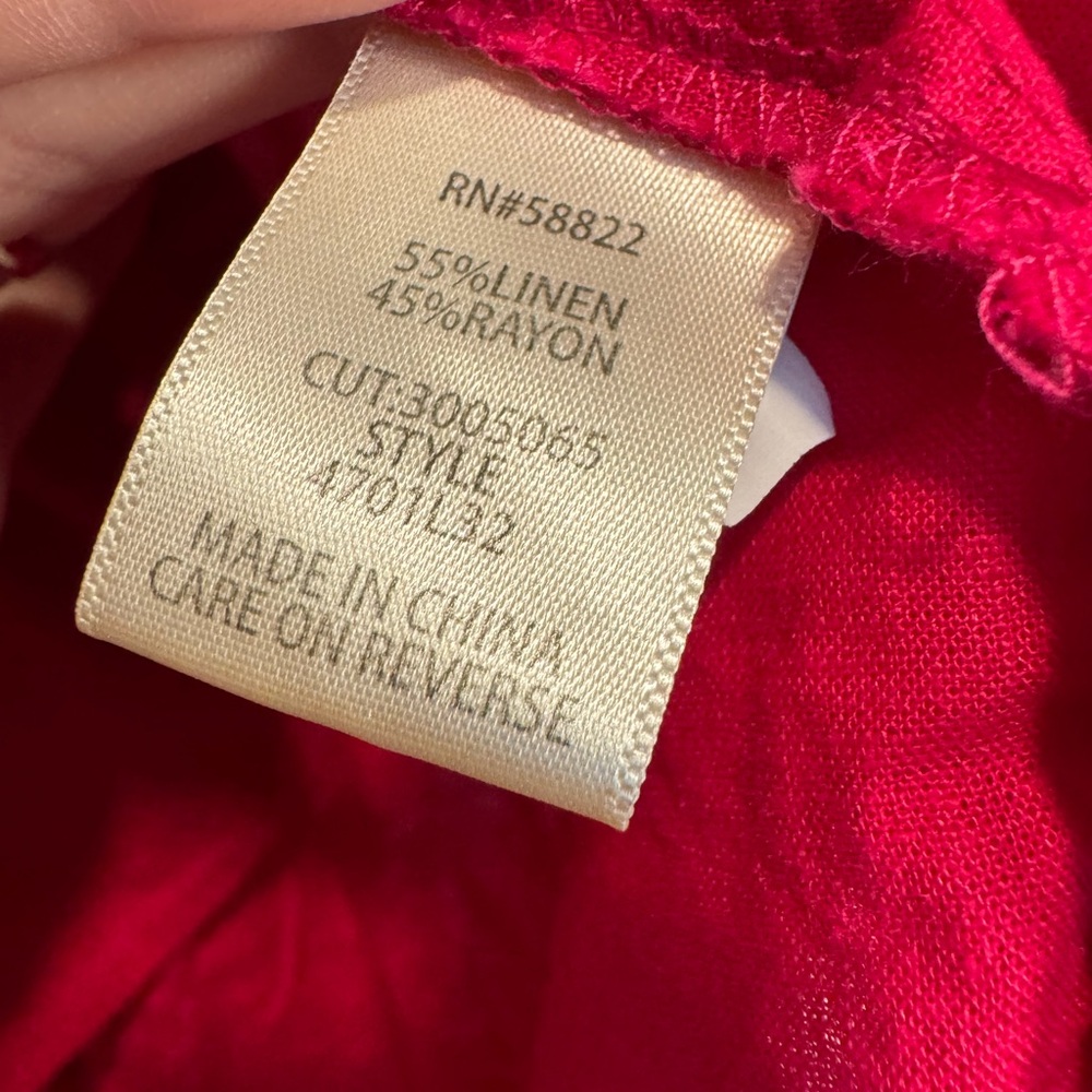 Max Studio Bold Short Sleeve Red Button Down Blouse - Picture 5 of 5